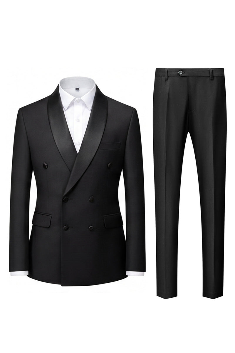 Load image into Gallery viewer, Shawl Lapel 2 Piece Light Blue Men Prom Suits with Pockets