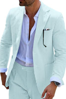Load image into Gallery viewer, Men Notched Lapel Single Breasted 2 Piece Light Blue Prom Suits with Pockets