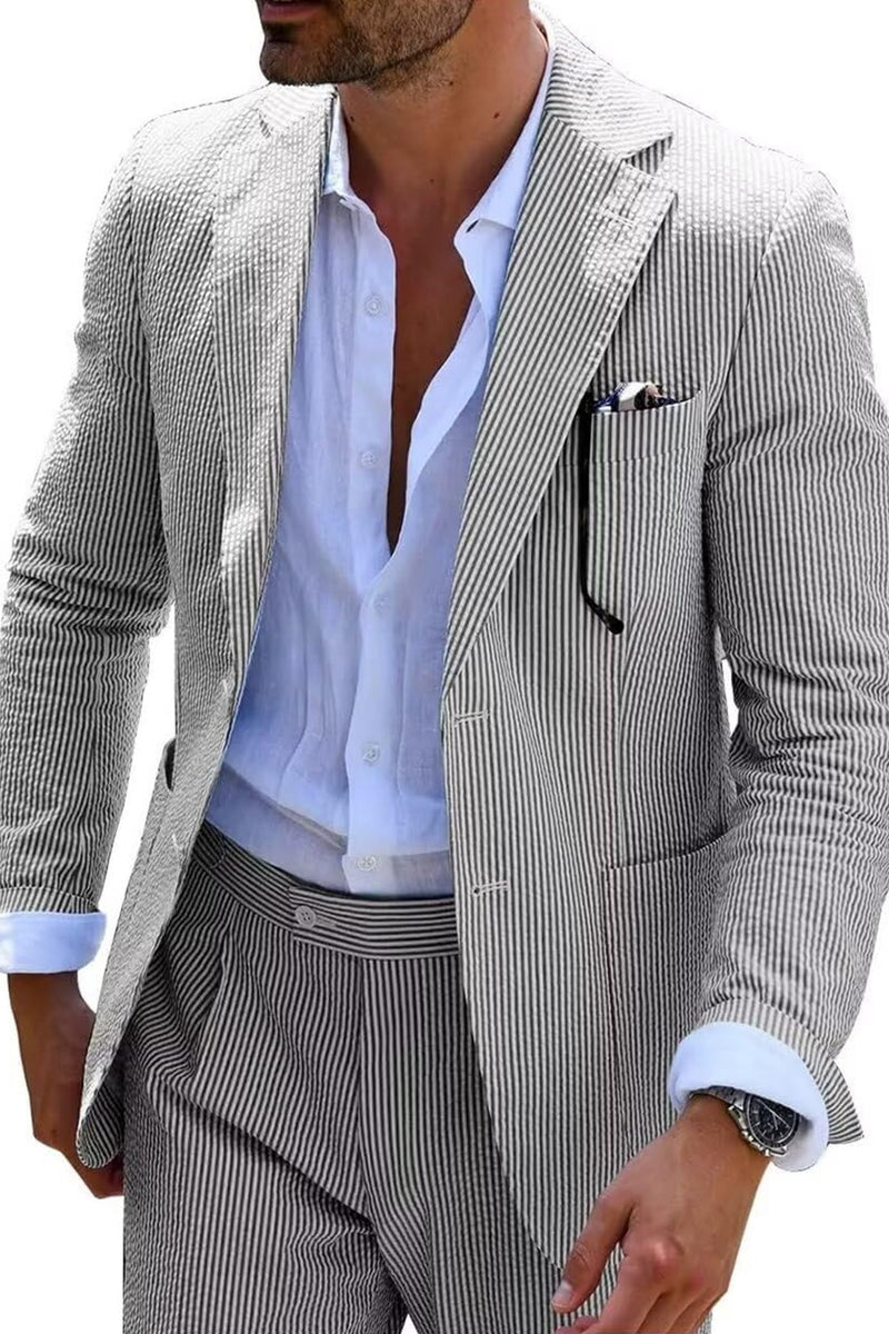 Load image into Gallery viewer, Men Notched Lapel Single Breasted 2 Piece Light Blue Prom Suits with Pockets