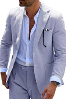 Load image into Gallery viewer, Men Notched Lapel Single Breasted 2 Piece Light Blue Prom Suits with Pockets