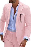 Load image into Gallery viewer, Men Notched Lapel Single Breasted 2 Piece Light Blue Prom Suits with Pockets