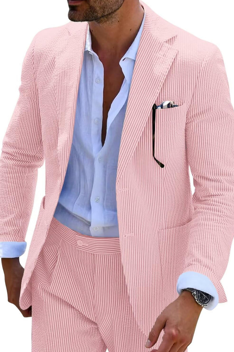 Load image into Gallery viewer, Men Notched Lapel Single Breasted 2 Piece Light Blue Prom Suits with Pockets