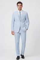 Load image into Gallery viewer, Men Notched Lapel Single Breasted 2 Piece Light Blue Prom Suits with Pockets
