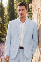 Load image into Gallery viewer, Men Notched Lapel Single Breasted 2 Piece Light Blue Prom Suits with Pockets