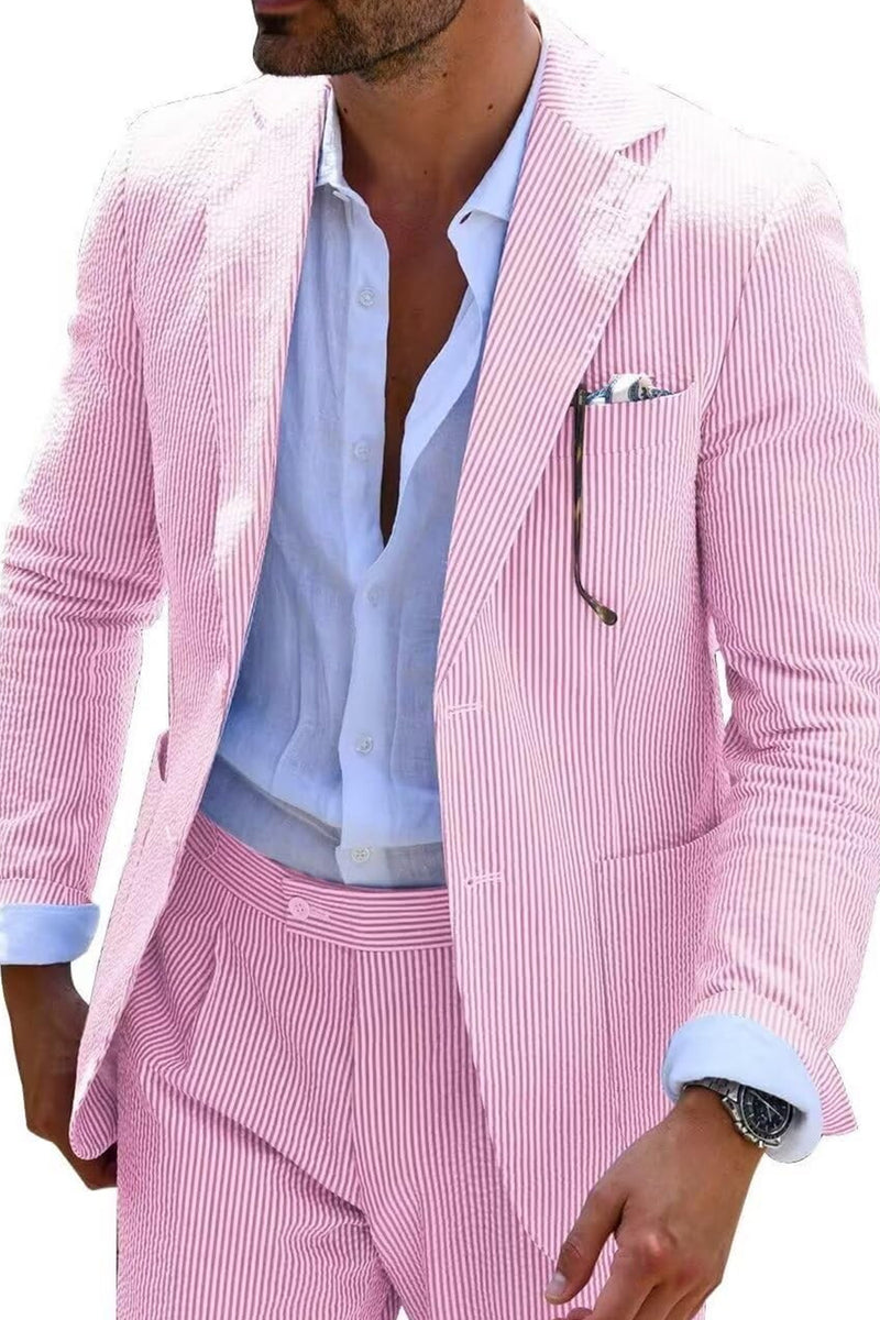 Load image into Gallery viewer, Men Notched Lapel Single Breasted 2 Piece Light Blue Prom Suits with Pockets