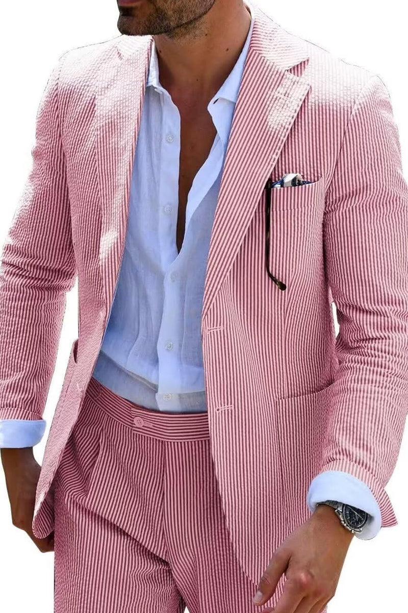 Load image into Gallery viewer, Men Notched Lapel Single Breasted 2 Piece Light Blue Prom Suits with Pockets