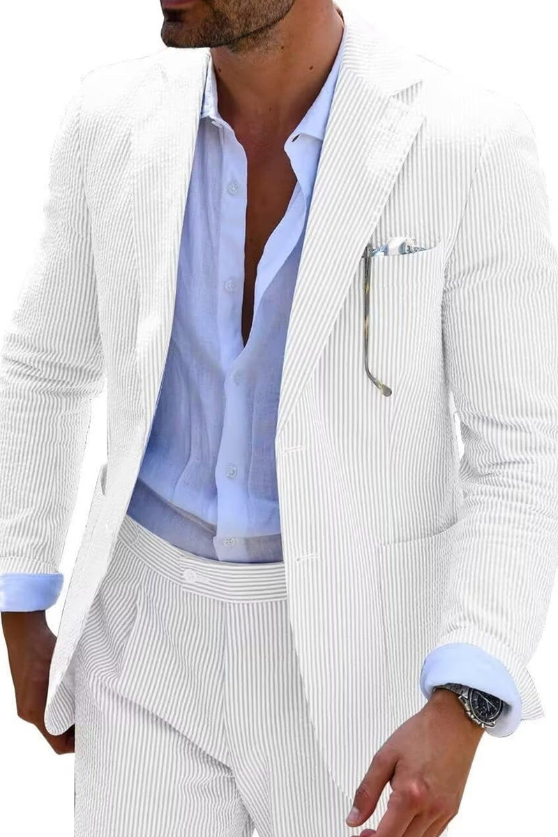 Load image into Gallery viewer, Men Notched Lapel Single Breasted 2 Piece Light Blue Prom Suits with Pockets