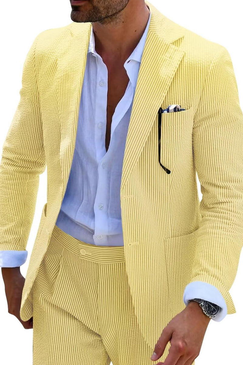 Load image into Gallery viewer, Men Notched Lapel Single Breasted 2 Piece Light Blue Prom Suits with Pockets