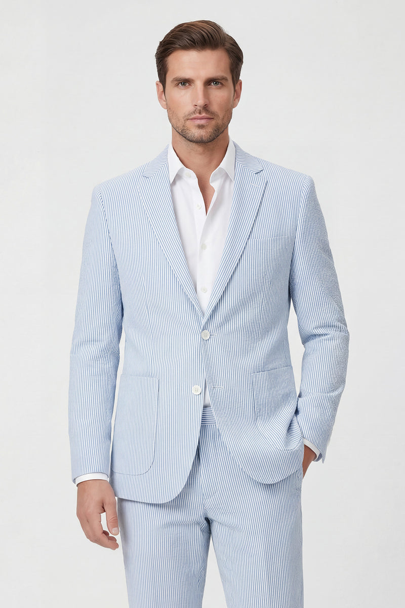 Load image into Gallery viewer, Single Breasted Men Notched Lapel 2 Piece Light Blue Prom Suits with Pockets