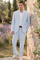 Load image into Gallery viewer, Single Breasted Men Notched Lapel 2 Piece Light Blue Prom Suits with Pockets