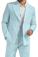 Load image into Gallery viewer, Light Blue Men Peak Lapel 2 Piece Prom Suits with Pockets