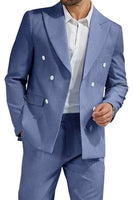 Load image into Gallery viewer, Light Blue Men Peak Lapel 2 Piece Prom Suits with Pockets