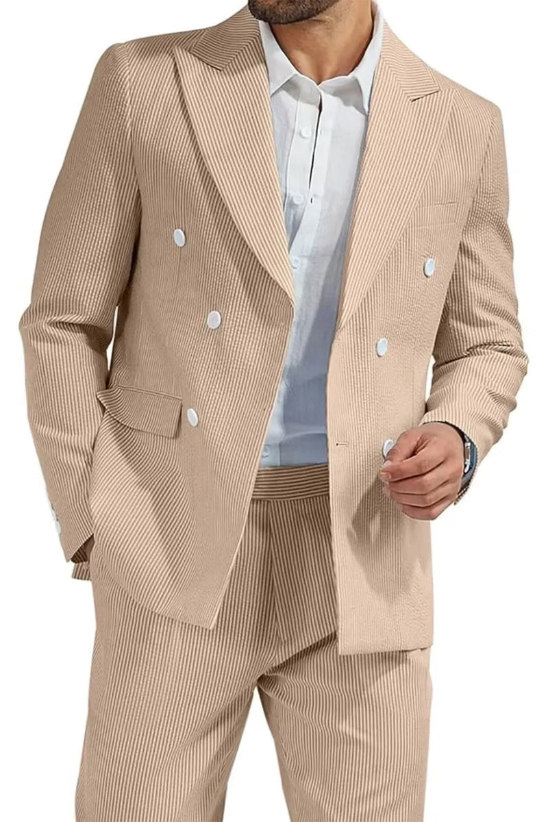 Load image into Gallery viewer, Light Blue Men Peak Lapel 2 Piece Prom Suits with Pockets