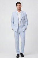 Load image into Gallery viewer, Light Blue Men Peak Lapel 2 Piece Prom Suits with Pockets