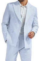 Load image into Gallery viewer, Light Blue Men Peak Lapel 2 Piece Prom Suits with Pockets