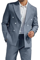 Load image into Gallery viewer, Light Blue Men Peak Lapel 2 Piece Prom Suits with Pockets
