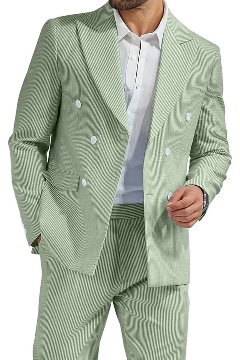 Load image into Gallery viewer, Light Blue Men Peak Lapel 2 Piece Prom Suits with Pockets