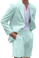 Load image into Gallery viewer, Casual Light Blue Men Notched Lapel 2 Piece Short Party Suits with Pockets
