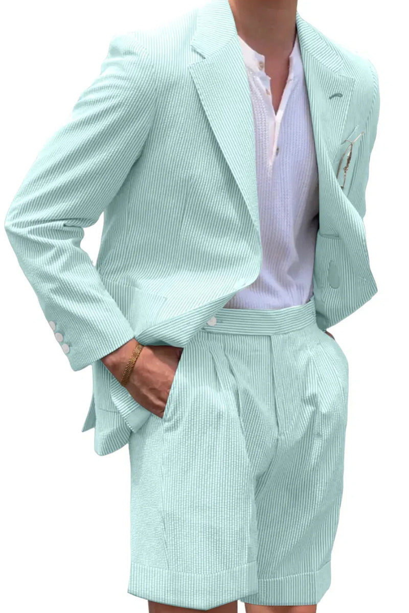 Load image into Gallery viewer, Casual Light Blue Men Notched Lapel 2 Piece Short Party Suits with Pockets