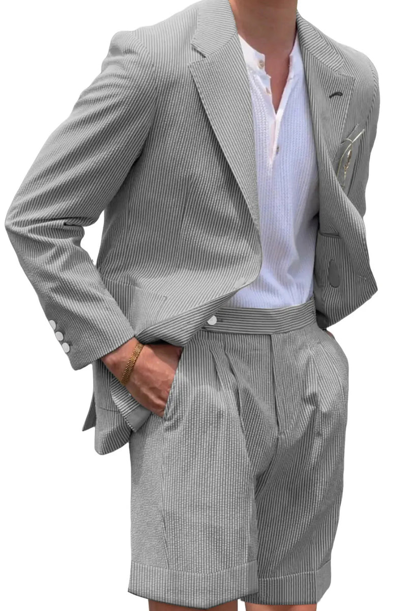 Load image into Gallery viewer, Casual Light Blue Men Notched Lapel 2 Piece Short Party Suits with Pockets