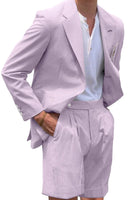 Load image into Gallery viewer, Casual Light Blue Men Notched Lapel 2 Piece Short Party Suits with Pockets