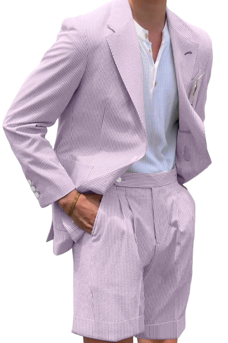 Load image into Gallery viewer, Casual Light Blue Men Notched Lapel 2 Piece Short Party Suits with Pockets
