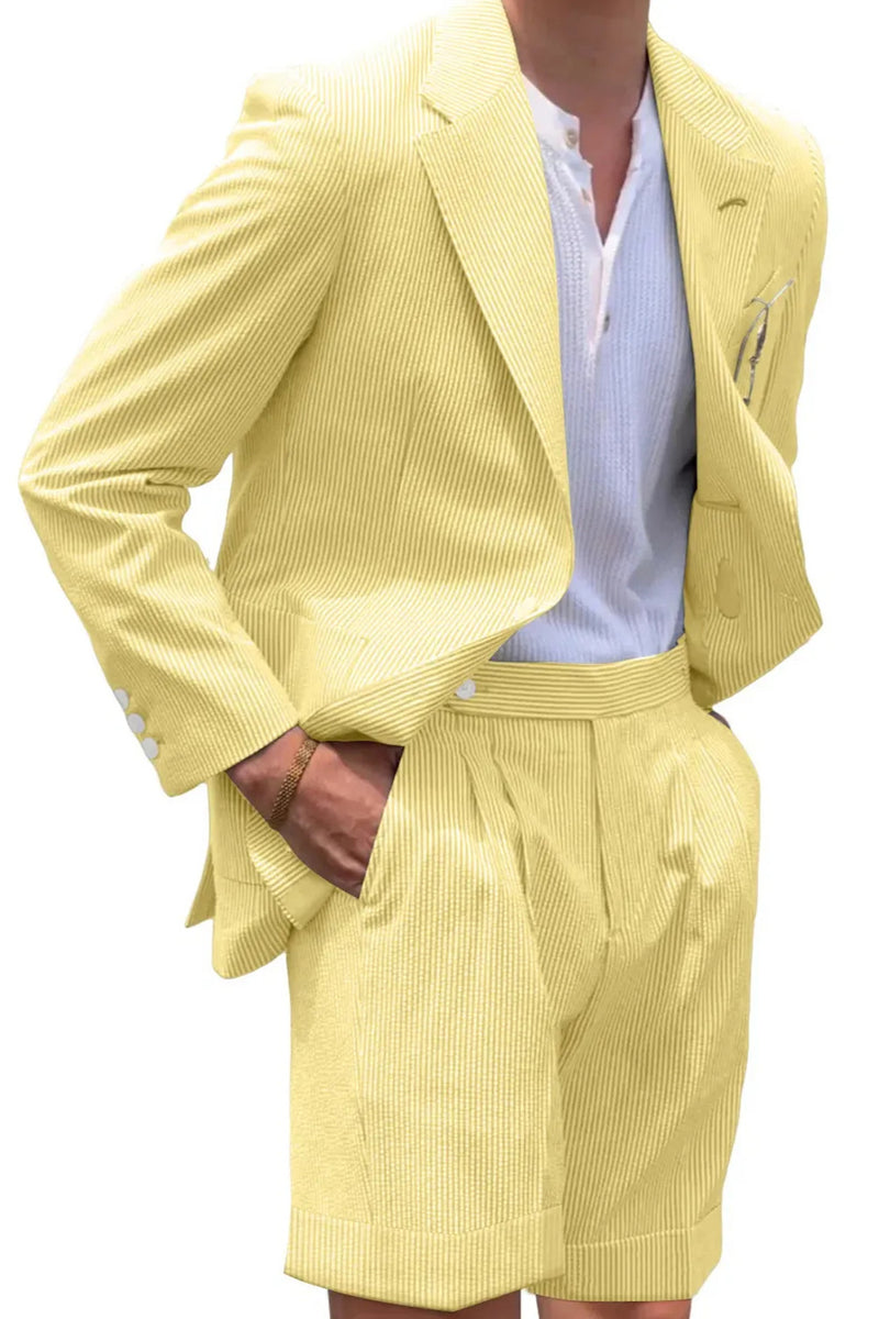 Load image into Gallery viewer, Casual Light Blue Men Notched Lapel 2 Piece Short Party Suits with Pockets