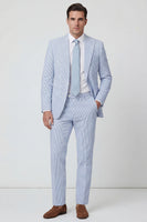 Load image into Gallery viewer, Peak Lapel Light Blue 2 Piece Men Prom Suits with Pockets