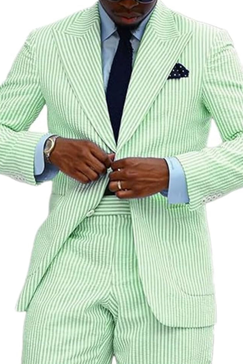 Load image into Gallery viewer, Peak Lapel Light Blue 2 Piece Men Prom Suits with Pockets