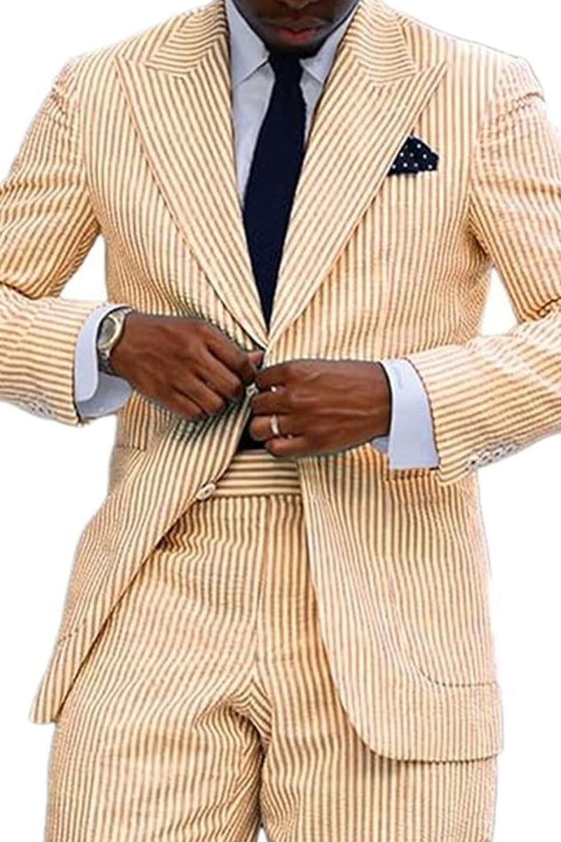 Load image into Gallery viewer, Peak Lapel Light Blue 2 Piece Men Prom Suits with Pockets