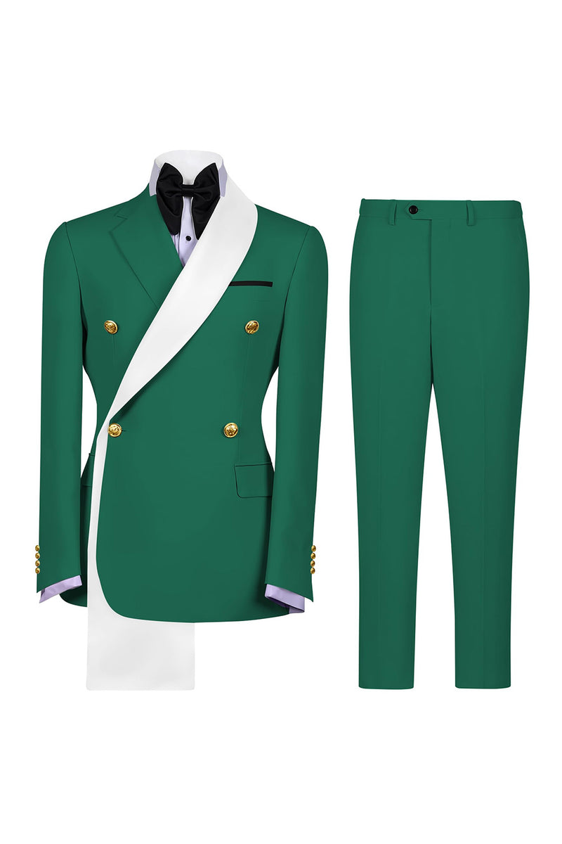 Load image into Gallery viewer, Notched Lapel Blue 2 Piece Double Breasted Men Prom Suits with Pockets