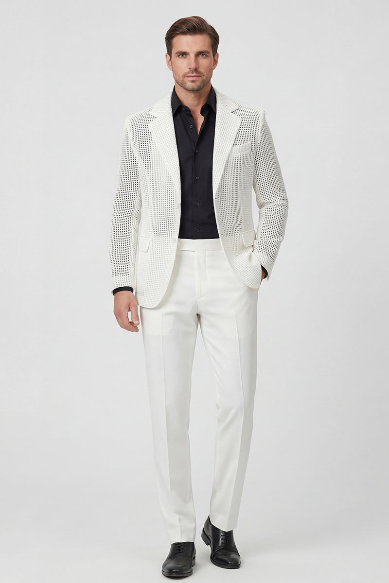 Load image into Gallery viewer, 2 Piece Notched Lapel White Single Breasted Men Prom Suits with Pockets