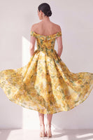 Load image into Gallery viewer, Floral A Line Maxi Butter Yellow Beach Wedding Guest Dress