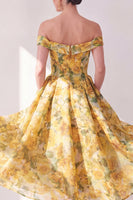 Load image into Gallery viewer, Floral A Line Maxi Butter Yellow Beach Wedding Guest Dress