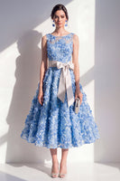 Load image into Gallery viewer, Floral Purple Boat Neck A Line Maxi Wedding Guest Dress with Bow