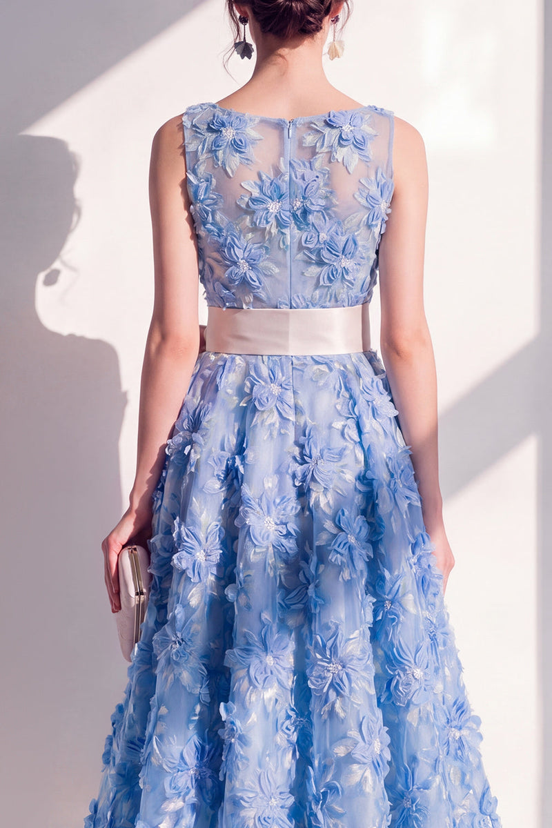 Load image into Gallery viewer, Floral Purple Boat Neck A Line Maxi Wedding Guest Dress with Bow