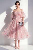 Load image into Gallery viewer, Sparkly Blush Beaded Floral Ruched A Line Maxi Wedding Guest Dress