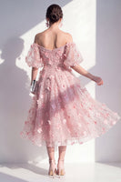 Load image into Gallery viewer, Sparkly Blush Beaded Floral Ruched A Line Maxi Wedding Guest Dress