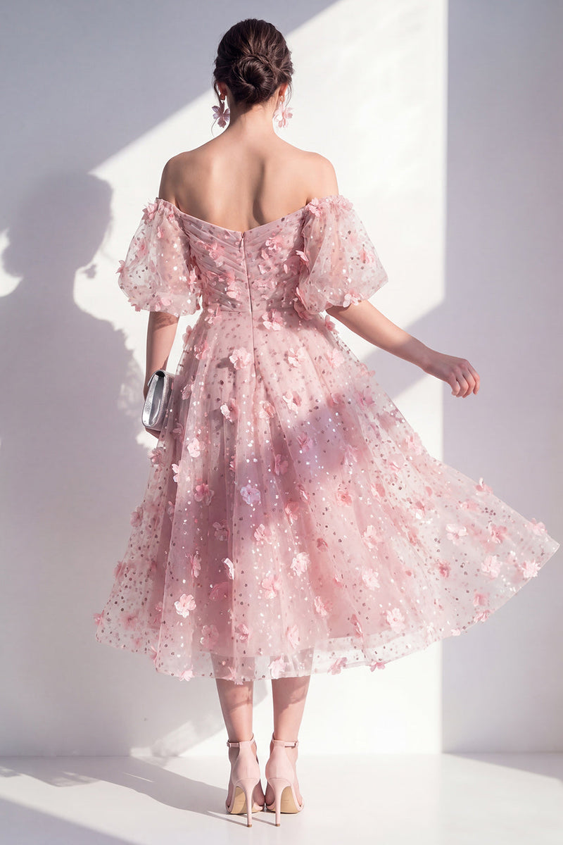 Load image into Gallery viewer, Sparkly Blush Beaded Floral Ruched A Line Maxi Wedding Guest Dress
