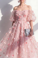 Load image into Gallery viewer, Sparkly Blush Beaded Floral Ruched A Line Maxi Wedding Guest Dress