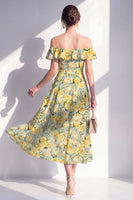 Load image into Gallery viewer, Pink Flower A Line Beach Maxi Wedding Guest Dress with Ruffles