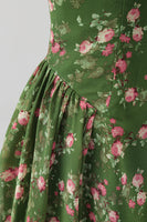 Load image into Gallery viewer, Dark Green Floral Strapless A Line Maxi Beach Wedding Guest Dress