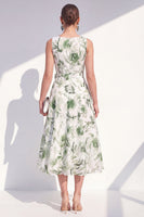 Load image into Gallery viewer, Purple Flower A Line V-Neck Maxi Beach Wedding Guest Dress with Bow
