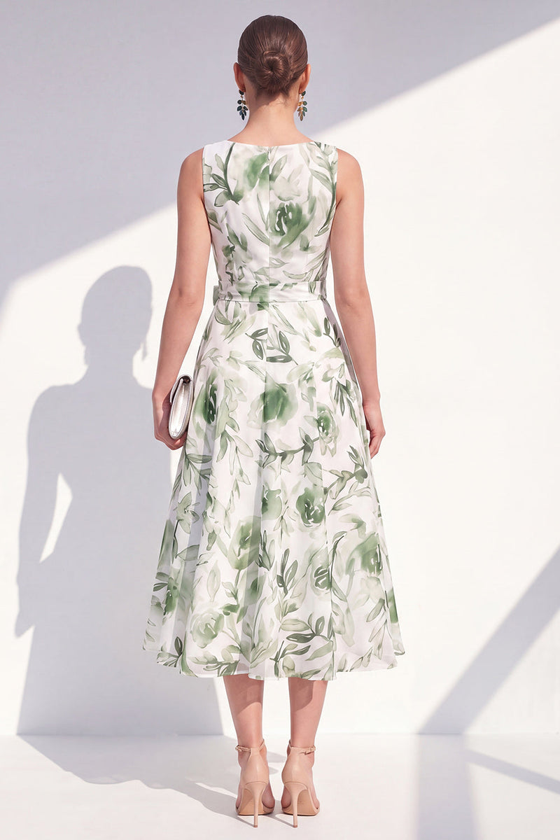 Load image into Gallery viewer, Purple Flower A Line V-Neck Maxi Beach Wedding Guest Dress with Bow