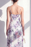 Load image into Gallery viewer, Pink Flower Sheath Beach Ruffled Wedding Guest Dress with Slit