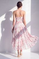 Load image into Gallery viewer, Pink Flower Strapless A Line Maxi Beach Wedding Guest Dress