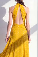 Load image into Gallery viewer, Olive High Neck A Line Maxi Keyhole Beach Wedding Guest Dress