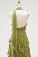 Load image into Gallery viewer, Yellow Halter A Line Beach Maxi Wedding Guest Dress with Ruffles