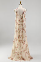 Load image into Gallery viewer, Mermaid Corset Apricot Strapless Floral Basque Waist Maxi Beach Wedding Guest Dress
