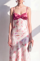 Load image into Gallery viewer, Floral Pink Spaghetti Straps Maxi Beach Wedding Guest Dress